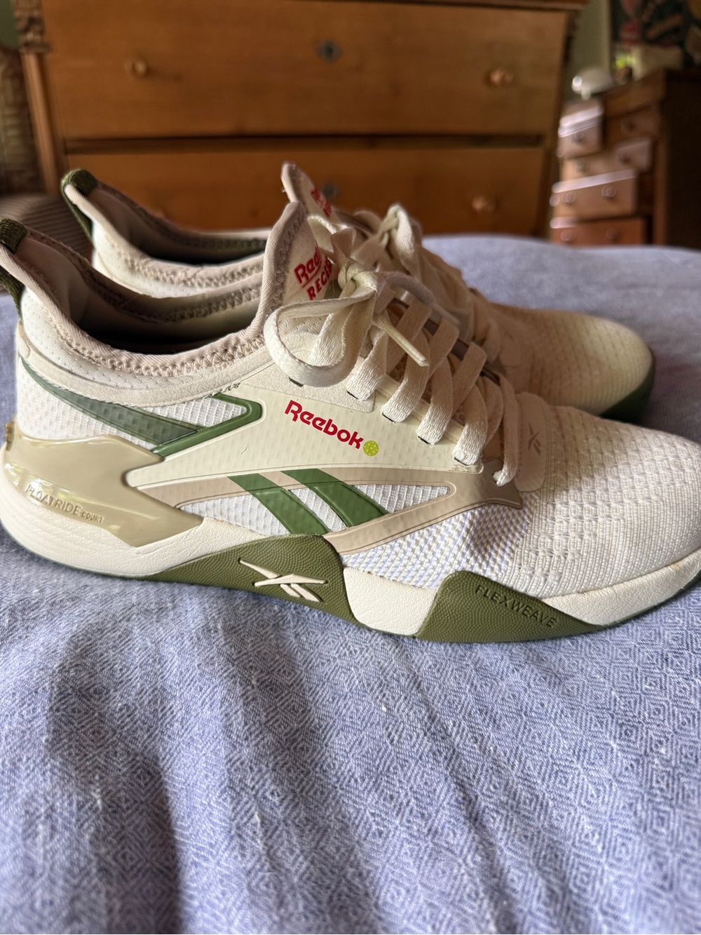 Reebok/Recess Pickleball Collab Cream and Olive Green Pickleball Shoes